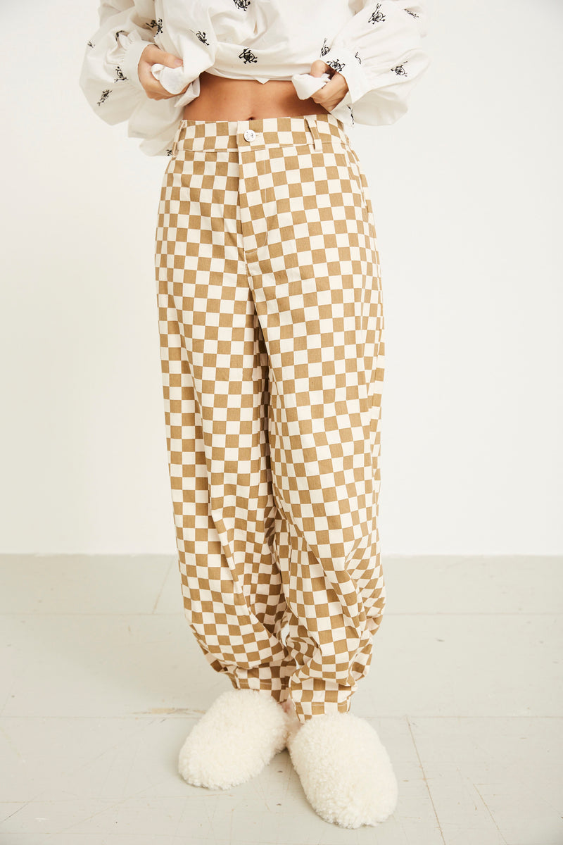 HUNKØN Viper Trousers Trousers Brown Checked