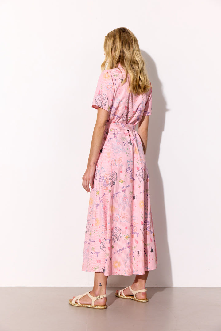 HUNKØN Zoe Dress Dresses Pink Sea Creatures Art Print