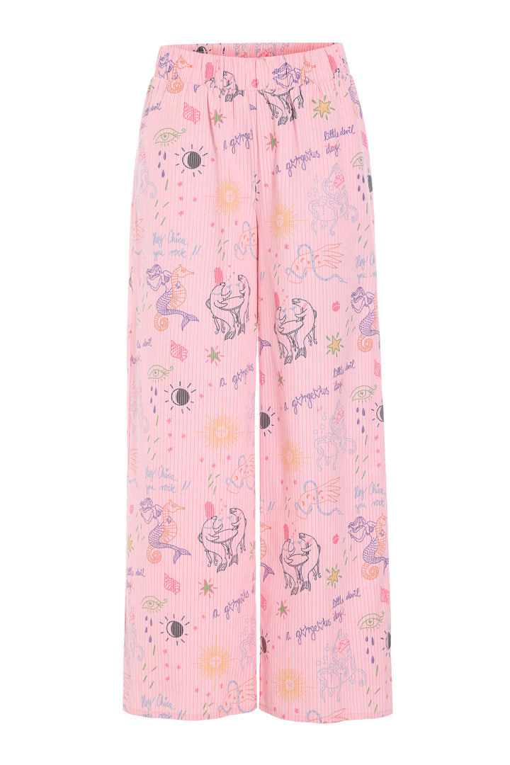 HUNKØN Zoe Trousers Trousers Pink Sea Creatures Art Print