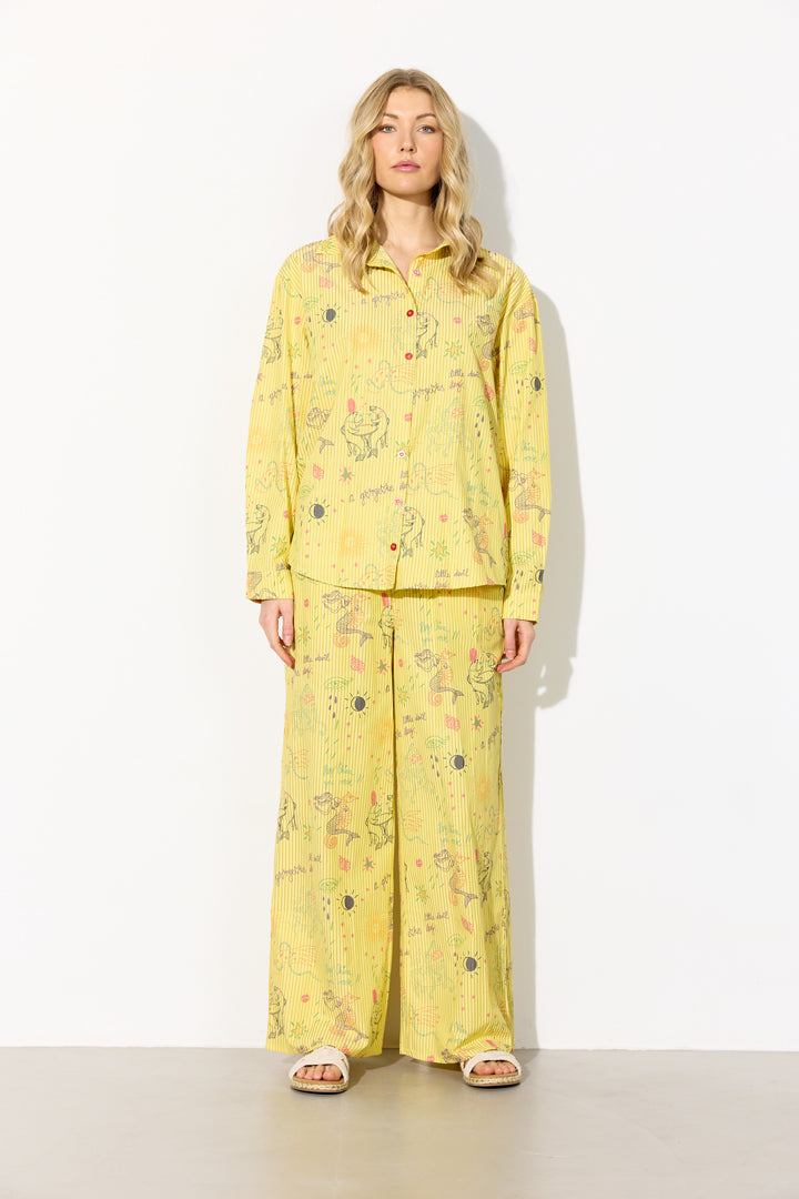 HUNKØN Zoe Trousers Trousers Yellow Sea Creatures Art Print