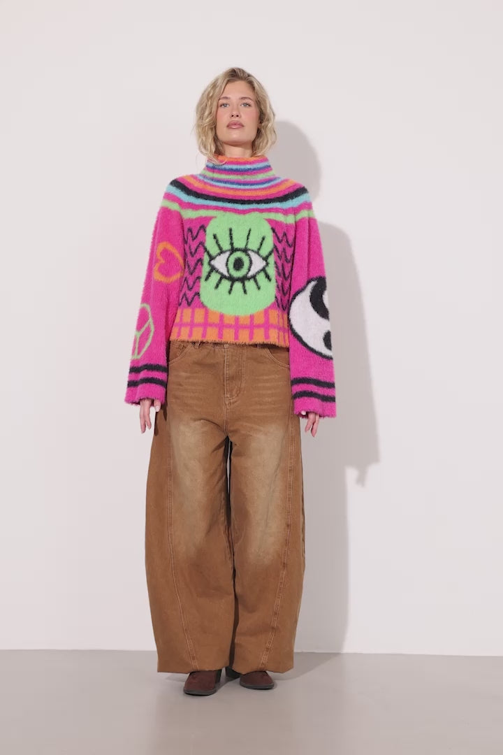 HUNKØN Kitti Knit Blouse Blouses Green Eye