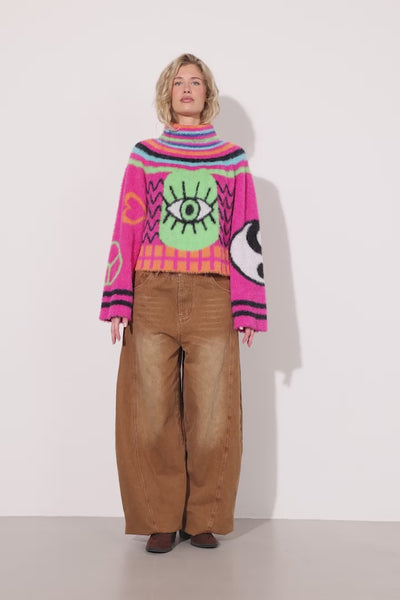 HUNKØN Kitti Knit Blouse Blouses Green Eye
