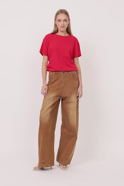 HUNKØN Renata Barrel Jeans Trousers Brown
