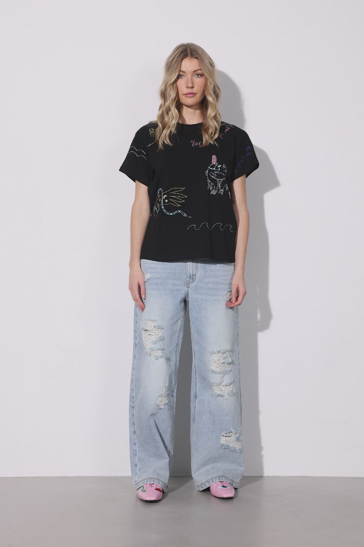 HUNKØN Jody Ripped Jeans Trousers Light Denim