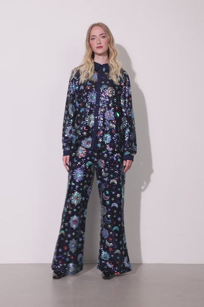 HUNKØN Muna Sequin Shirt Shirts Navy Glitter
