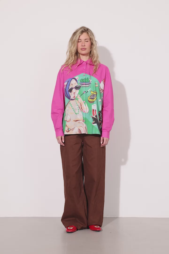 HUNKØN Tiana Shirt Shirts Cocktails with Cats Art Print