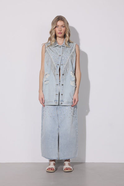 HUNKØN Priya Gem Skirt Skirts Light Denim