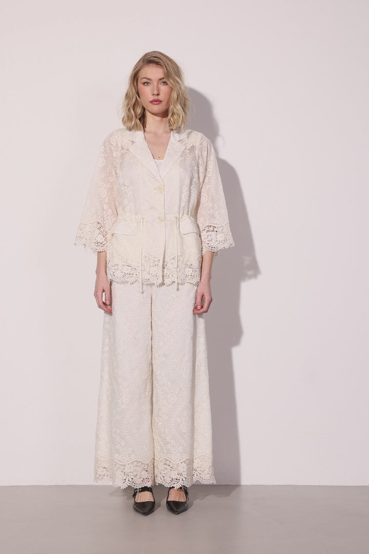HUNKØN Patty Lace Blazer Jackets Cream