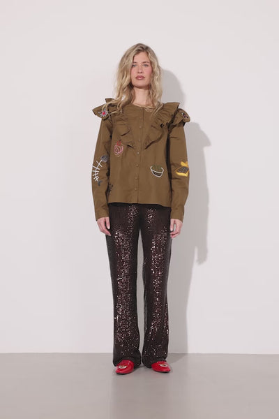 HUNKØN Jona Sequin Trousers Trousers Chestnut