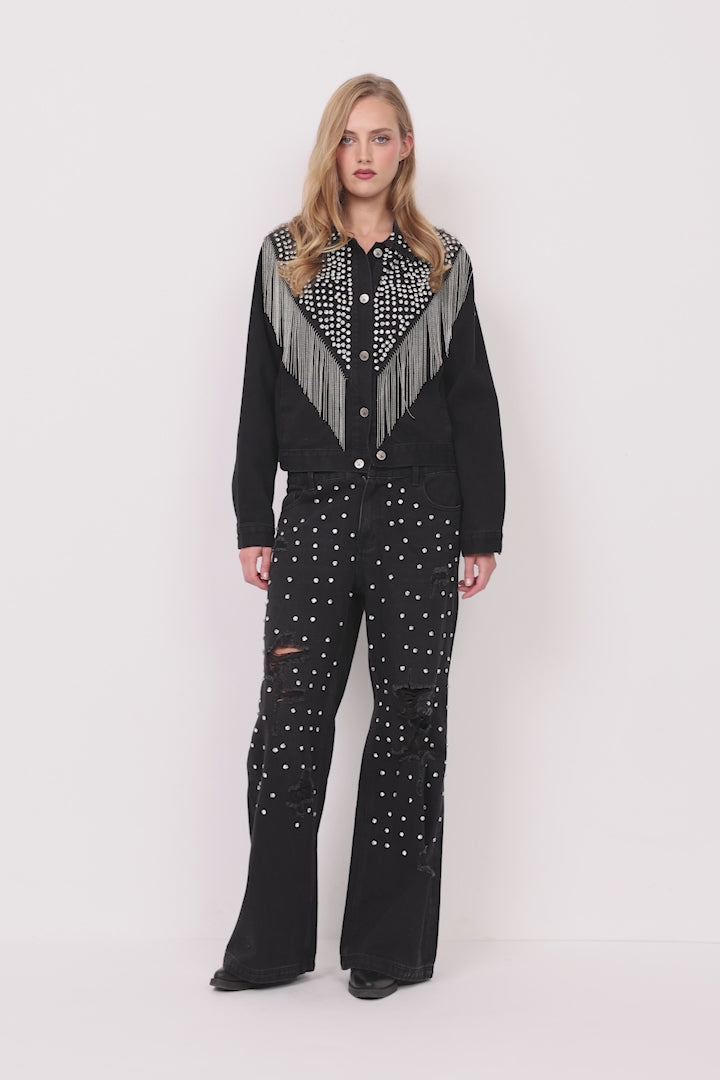 HUNKØN Priya Gem Jeans Trousers Black Denim