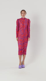 HUNKØN Mallory Wrinkle Dress Dresses Red Lava Art Print