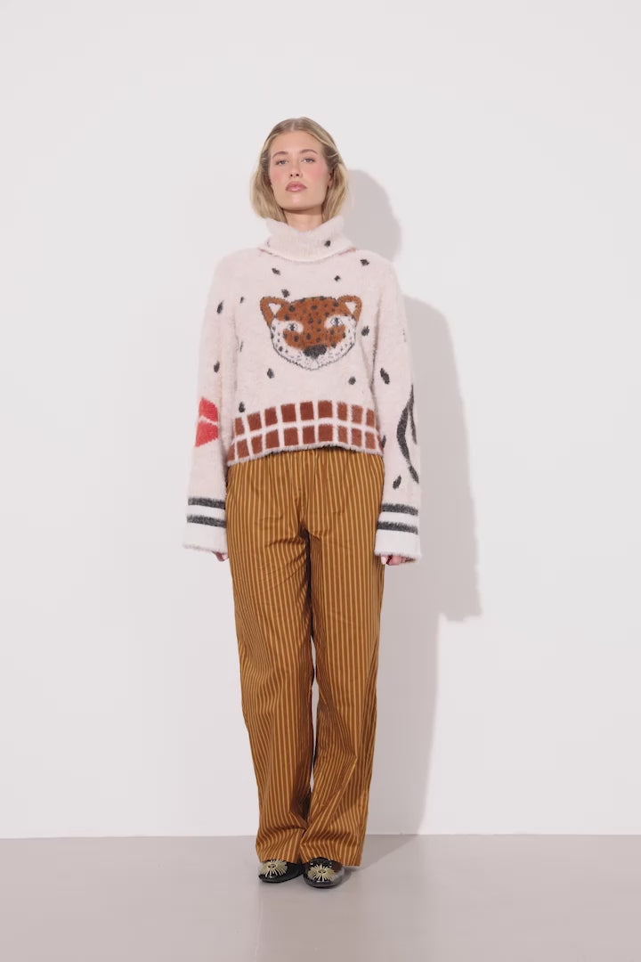 HUNKØN Lucinda Trousers Trousers Caramel Striped