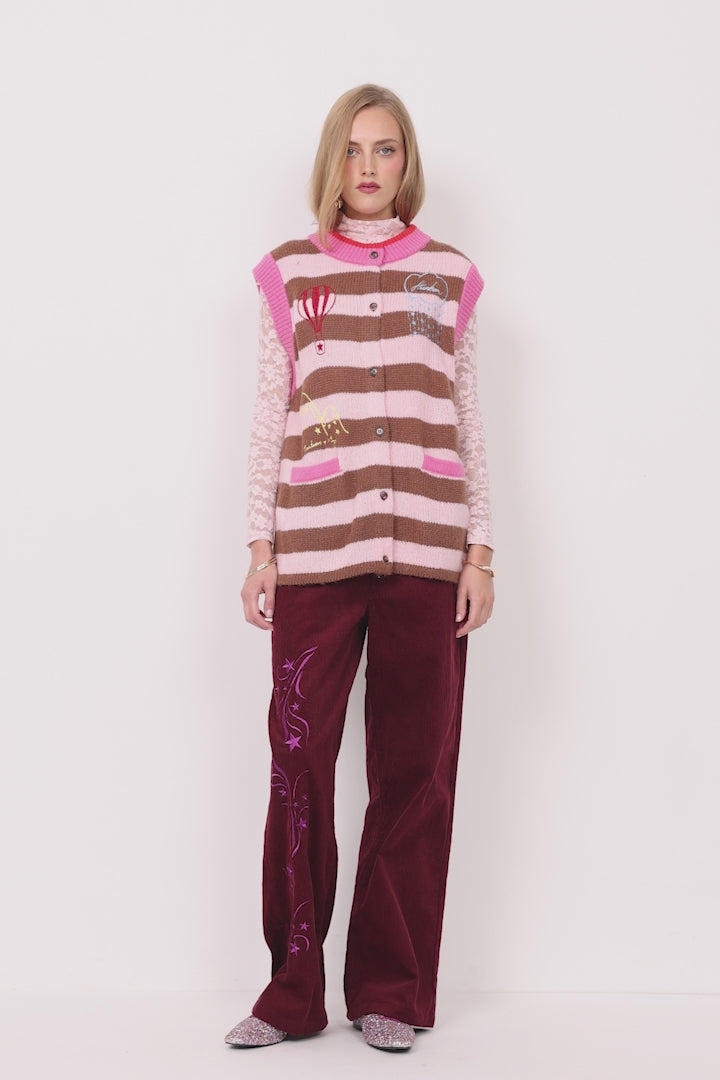 HUNKØN Curtis Knit Vest Vests Peach Striped
