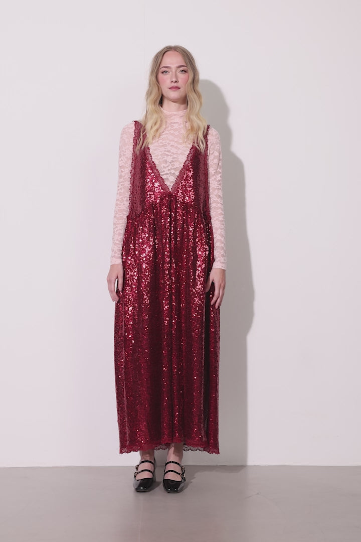 HUNKØN Bodil Dress Dresses Deep red