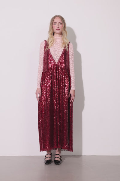 HUNKØN Bodil Dress Dresses Deep red