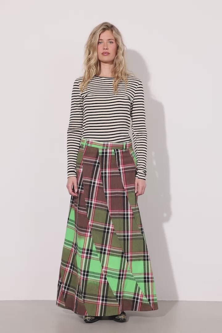 HUNKØN Ramone Long Skirt Skirts Green Tartan