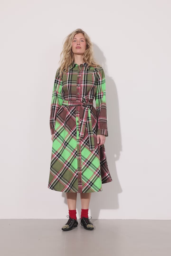 HUNKØN Ramone Dress Dresses Green Tartan