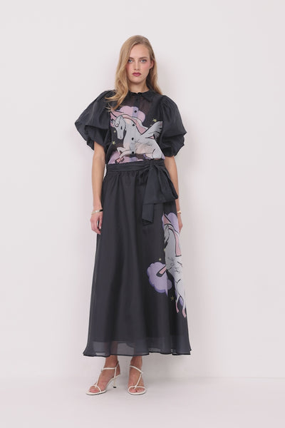 HUNKØN Pallas Long Skirt Skirts Black Pony
