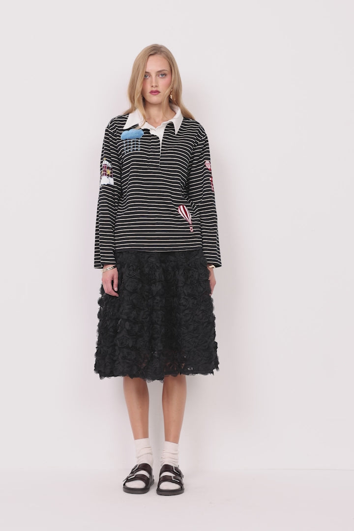 HUNKØN Davy Poloshirt Blouses Black