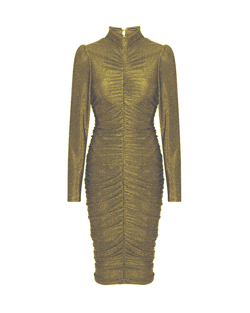 HUNKØN Cattia Wrinkle Dress Dresses Gold Glitter