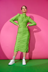 HUNKØN Cattia Wrinkle dress Dresses Apple Green Glitter