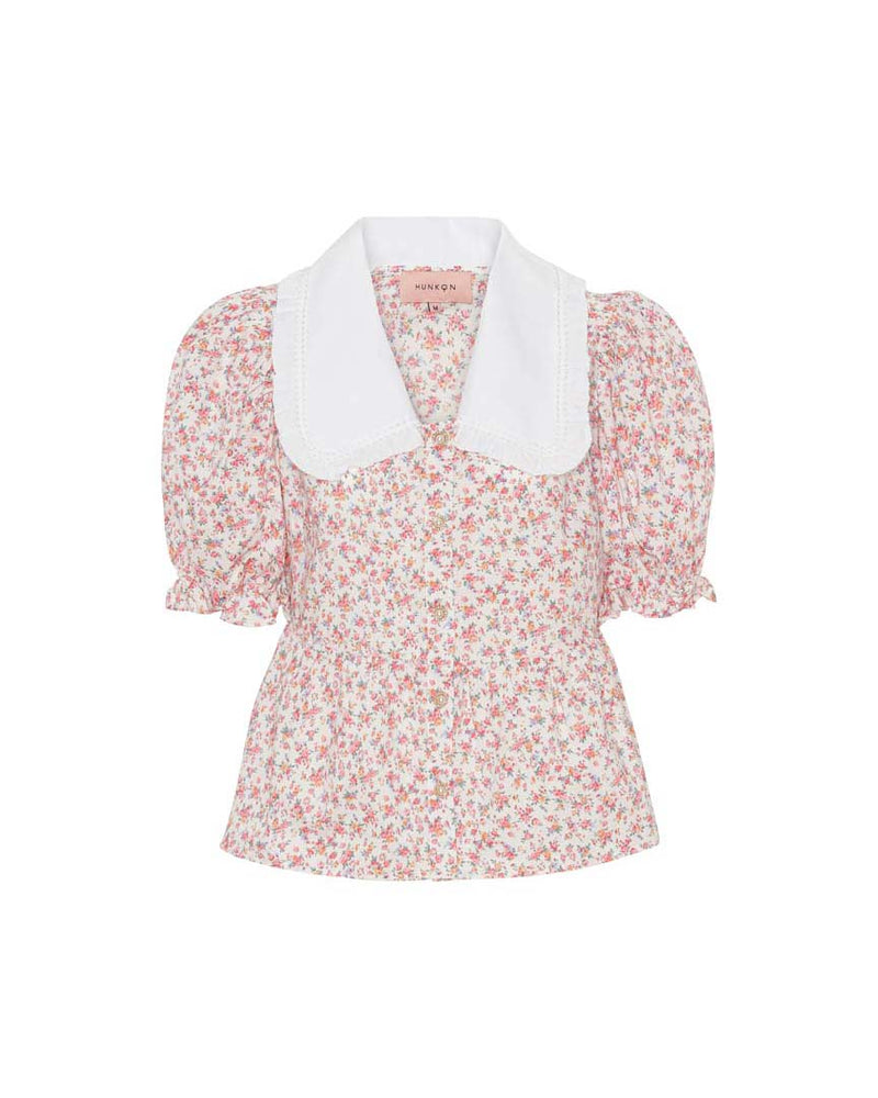 HUNKØN Cecilia Short shirt Shirts White floral