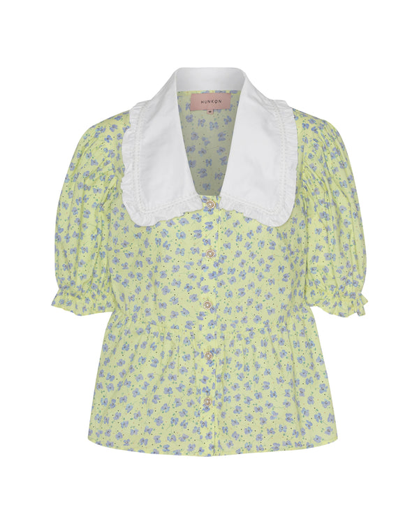 HUNKØN Cecilia Short shirt Shirts Yellow Floral