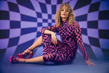HUNKØN Colette Wrinkle Dress Dresses Purple Warp speed Art print