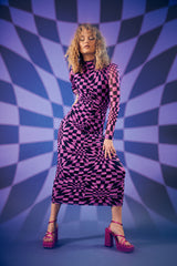 HUNKØN Colette Wrinkle Dress Dresses Purple Warp speed Art print