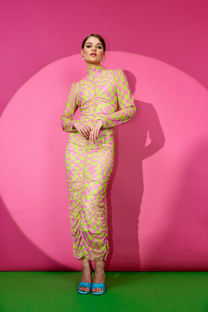 HUNKØN Colette Wrinkle Dress Dresses Rose Warp Speed Art Print